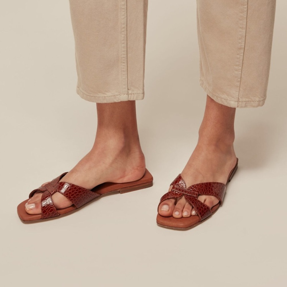 Whistles Tabitha Slider Sandal in Tan